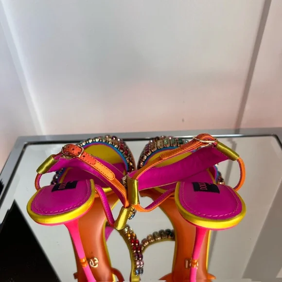 Dolce & Gabbana Fuchsia and Yellow Multicolor Crystal Embellishment Heels - Picture 7 of 10